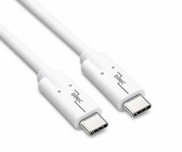 DINIC USB 3.2 Kabel Typ C-C Stecker, weiß, 0.5m, PB unterstützt 100W (20V/5A) Aufladung, Polybag
