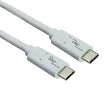 DINIC USB 3.2 Kabel Typ C-C Stecker, weiß, 0.5m, PB unterstützt 100W (20V/5A) Aufladung, Polybag