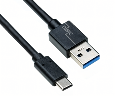 DINIC USB 3.1 Kabel Typ C - 3.0 A,  5 Gbps, 3A charging, schwarz, DINIC Polybag, 1m