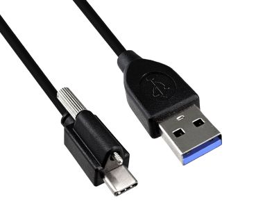 DINIC USB 3.1 Kabel Typ C+Verrieglung - USB 3.0 A , USB C-A-Kabel mit Verriegelung am Typ-C-Stecker, schwarz, 2m