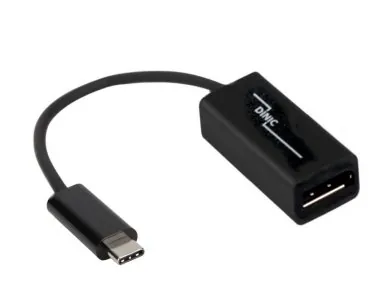 DINIC Adapter USB 3.2 Typ C Stecker / DP DisplayPort Buchse 4k bei 60Hz , schwarz