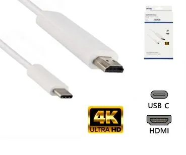 DINIC USB 3.2 Typ C auf HDMI, 4K2K@60Hz, HDR, HDCP, PS176, weiß,1m