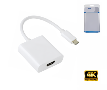Adapter USB Typ C Stecker auf HDMI Buchse, 4K*2K@60Hz, HDR, DINIC Blister, weiß