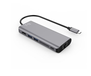 DINIC USB-C auf 2x USB 3.0, RJ45, HDMI, USBC, SD Card-Reader