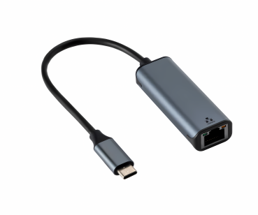 DINIC Adapter USB C / RJ45 Gbit LAN, Alu, 10/100/1000 Mbps Auto-Erkennung, space grau, Länge 0,20m