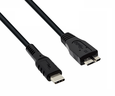 Kabel USB C auf USB 3.0 micro B, schwarz, DINIC Polybag, 0,50m