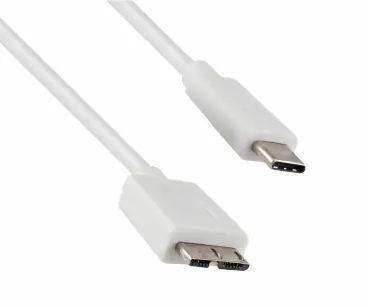 DINIC Kabel USB 3.2 Typ C St./USB 3.0 micro B St., weiß, DINIC Box mit Euroloch, 1m