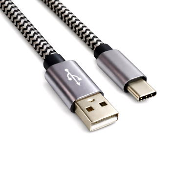 DINIC USB Typ C auf A Ladekabel, HQ Alu Stecker, 5V, 3A, Nylon Kabel, Space Grey, 0,5m
