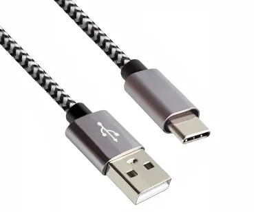 DINIC USB Typ C auf A Ladekabel, HQ Alu Stecker, 5V, 3A, Nylon Kabel, Space Grey, Aktionsbox, 0,5m