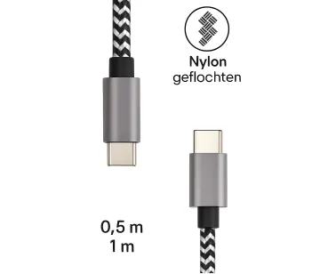DINIC USB Typ C auf C Ladekabel, HQ Alu Stecker, 60w, Nylon Kabel, Space Grey, 0,5m