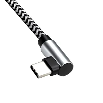 DINIC USB-C auf C 90° Ladekabel, HQ Alu Stecker, 60w, Nylon Kabel, Space Grey, Aktionsbox, 1,00m