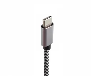 DINIC USB-C auf C 90° Ladekabel, HQ Alu Stecker, 60w, Nylon Kabel, Space Grey, Aktionsbox, 1,00m