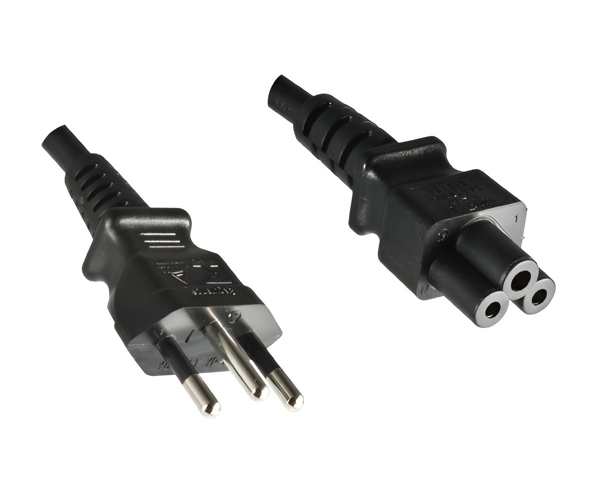 DINIC Brasilien Stromkabel – Typ N Auf C5, 1,8m, 0,75mm², Schwarz, INMETRO-zertifiziert
