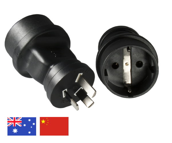 DINIC Kabel Shop - Stromadapter Australien AUS u. China auf Schuko CEE 7/3  Buchse