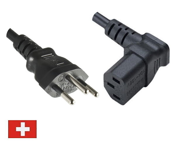 3x Kaltgeräte Netzkabel Schweiz-Stecker IEC-Buchse Stromkabel Netzkabel Kabel CH 