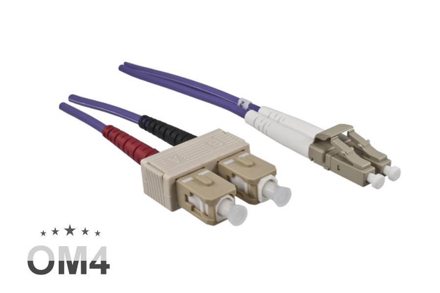 DINIC LWL Kabel OM4 2m 3 Stück, violett Patchkabel LC/LC Lichtwellenleiter Multimode 