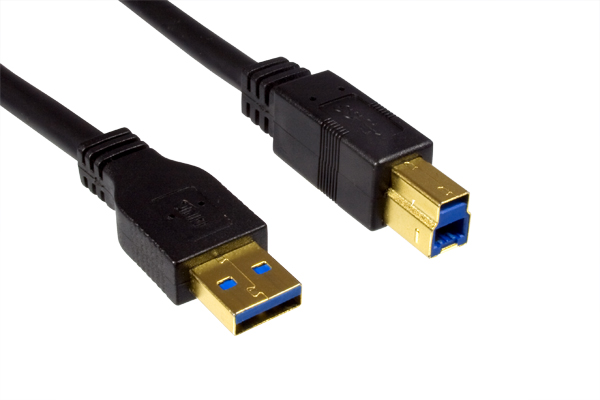 DINIC Kabel Shop - USB 3.0 Kabel A Stecker auf B Stecker, 3P AWG 28/1P AWG  24, vergoldete Kontakte, schwarz