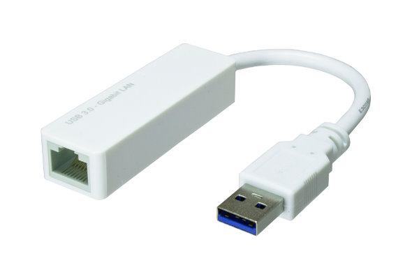DINIC Kabel Shop - USB 3.0 (2.0) Adapter auf Gbit LAN für MAC und PC USB 3.0  A Stecker auf RJ45 Buchse, weiß