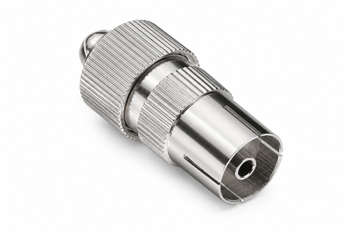 DINIC Koaxial Kupplung 9,5mm mit Schraubanschluss Metallausführung für Koaxialkabel 4,5-7,5mm