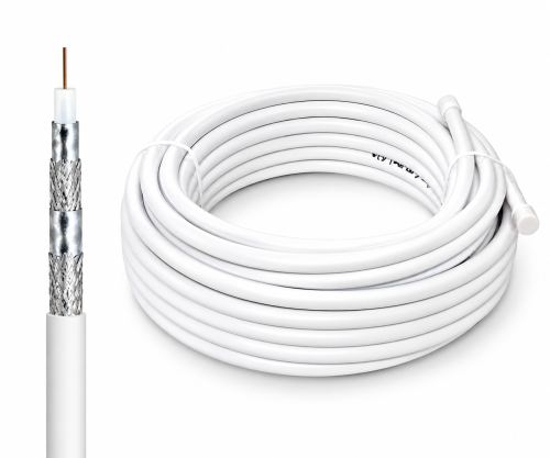 DINIC Premium Koaxial TV / SAT Verlegekabel, Rolle 10 - 50m, 120dB, 4k