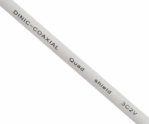 DINIC Koaxial Antennenkabel Stecker auf Buchse, vergoldet, weiß, vierfach geschirmt, Länge 10m