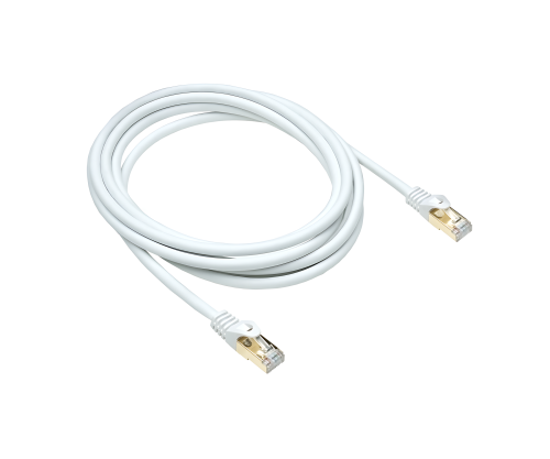 DINIC Cat.7 Premium Patchkabel 10 GB LAN / DSL Netzwerk, LSZH, PiMF/S-FTP Kabel, weiß, 0,30m