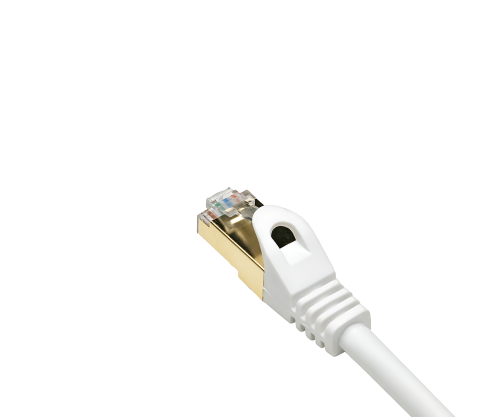 DINIC Cat.7 Premium Patchkabel 10 GB LAN / DSL Netzwerk, LSZH, PiMF/S-FTP Kabel, weiß, 0,30m