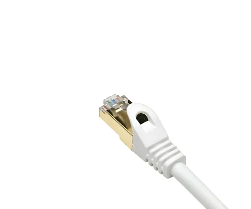 DINIC Cat.7 Premium Patchkabel 10 GB LAN / DSL Netzwerk, LSZH, PiMF/S-FTP Kabel, weiß, 0,30m