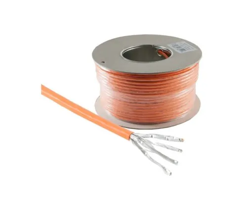 Cat.7 Verlegekabel GHMT zertifiziert, S/FTP, PiMF, 100m 10GB, AWG 23, 1000 MHz, orange, LSZH