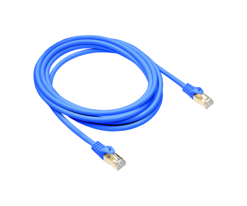DINIC Cat.7 Premium Patchkabel 10 GB LAN / DSL Netzwerk, LSZH, PiMF/S-FTP Kabel, blau, 0,50m
