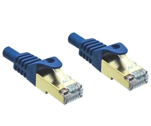 DINIC Cat.7 Premium Patchkabel 10 GB LAN / DSL Netzwerk, LSZH, PiMF/S-FTP Kabel, blau