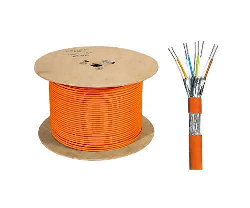 DINIC Cat.7 Netzwerk-Installationskabel, PiMF, LAN Kabel, orange, 500m