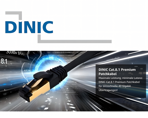 DINIC Cat. 8.1 Patchkabel 2000Mhz, 40G, schwarz