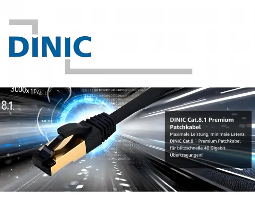 DINIC Cat. 8.1 Patchkabel 2000Mhz, 40G, schwarz, 10m