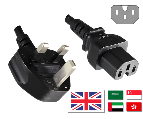DINIC Netzkabel England UK Typ G auf C15, 1mm², schwarz, 1,80m