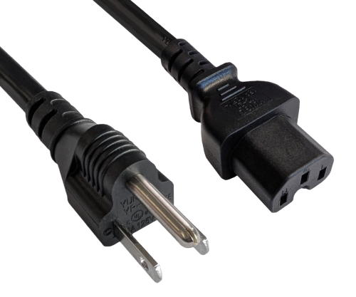 DINIC Netzkabel für Amerika USA Typ B auf C15, Warmgerätestecker, schwarz, 1,8m