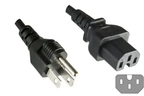 DINIC Netzkabel für Amerika USA Typ B auf C15, Warmgerätestecker, schwarz, 1,8m