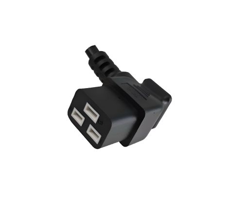 DINIC Kaltgerätekabel C19 gewinkelt auf C20, 16A Verlängerung, 1,5mm², schwarz, 1,80m