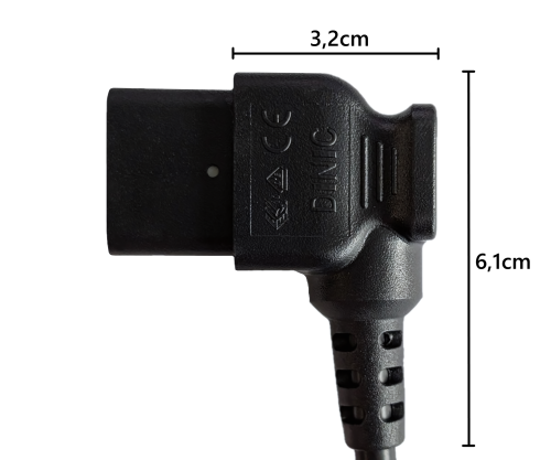 DINIC Netzkabel Schukostecker auf C19 für 16A gewinkelt, schwarz, 1.80m