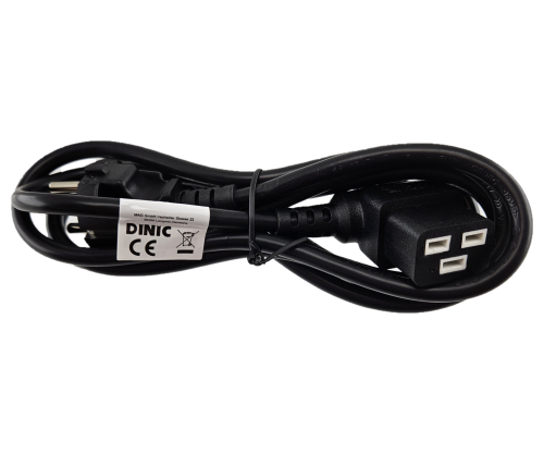 DINIC Netzkabel Schukostecker auf C19 für 16A gewinkelt, schwarz, 1.80m