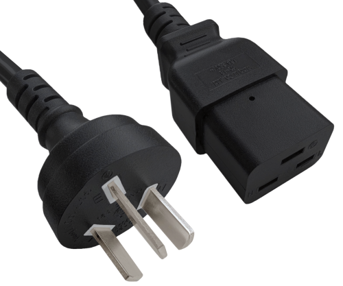 DINIC Netzkabel Stromkabel China Typ I (16A) auf C19, 1,5mm², CCC, schwarz, 1.80m