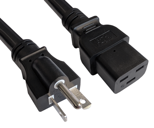 DINIC Netzkabel Amerika NEMA 6-20P auf C19, USA STOW AWG 12, 20A, schwarz, 1.80m