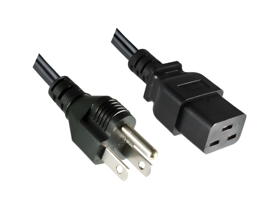 DINIC Netzkabel für Amerika USA Typ B auf C19, UL, schwarz, 1.80m