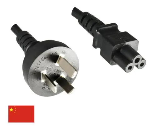 DINIC Netzkabel Stromkabel China Typ I auf C5, 0,75mm², schwarz, 1,80m