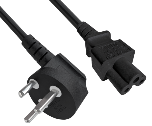 DINIC Stromkabel, Netzkabel für Dänemark Typ K auf C5, DK, schwarz, 1,8m