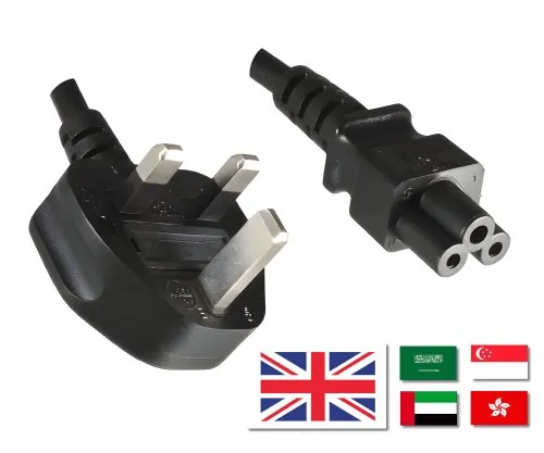 DINIC Netzkabel England UK Typ G auf C5, 3A, 0,75mm², ASTA, 1,80m