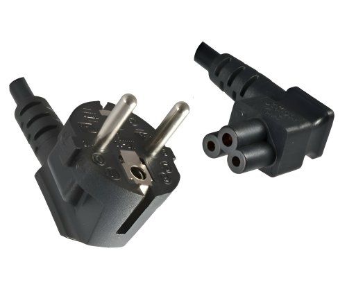 DINIC Netzkabel, Stromkabel mit Schutzkontakt-Stecker auf C5 gewinkelt, schwarz, 5m