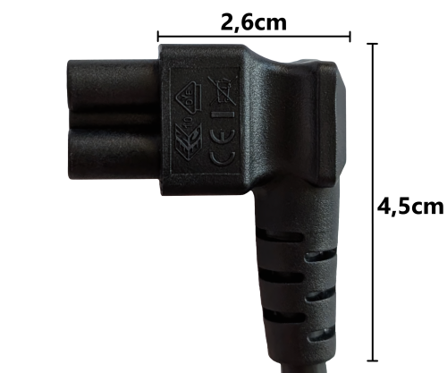 DINIC Netzkabel, Stromkabel mit Schutzkontakt-Stecker auf C5 gewinkelt, schwarz, 5m
