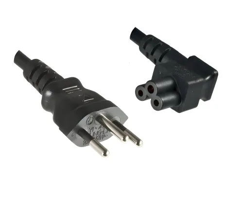 DINIC Netzkabel Schweiz Typ J auf C5 gewinkelt, schwarz 3m