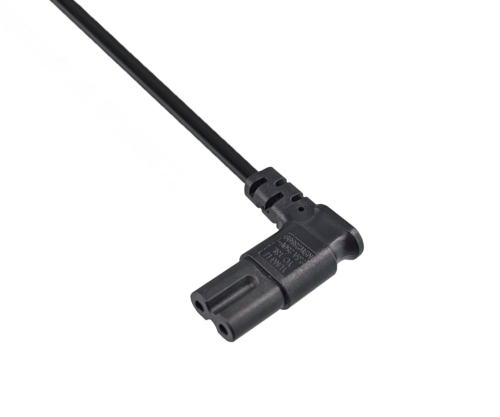 DINIC Netzkabel Eurostecker auf C7, 90 Grad seitwärts gewinkelt, 2m